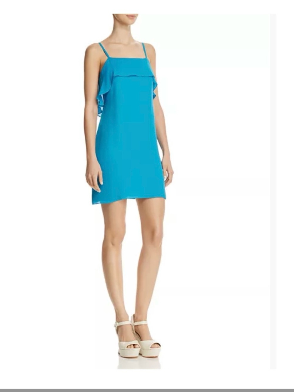 Alice + Olivia Turquoise Ruffle-Front Mini Dress